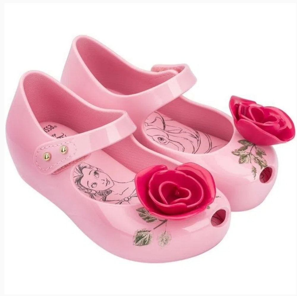 Mini Melissa Ultragirl Beauty And The Beast Floral Mary Jane Jelly Shoes. Size 6
